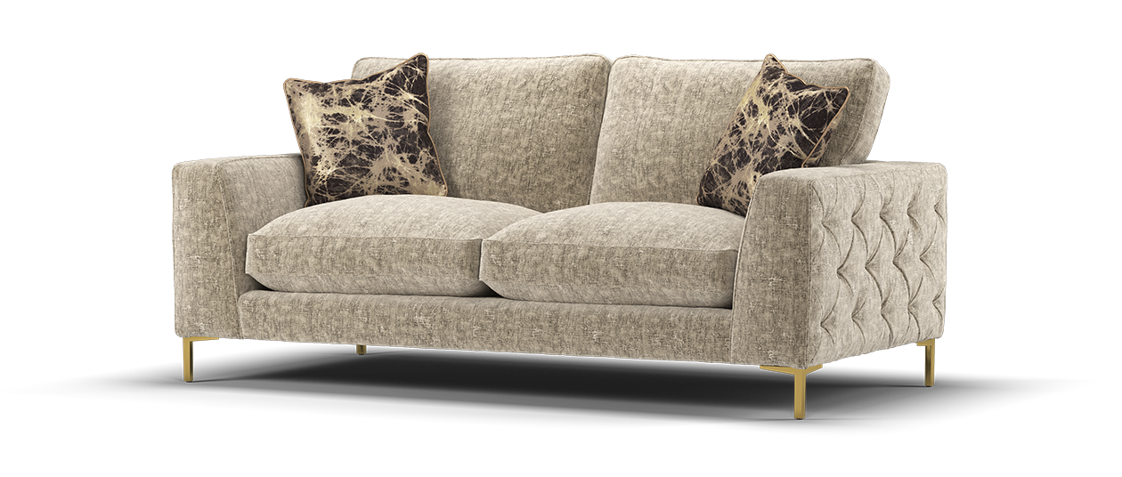 Sofology Rococo Fabric 3 Seater Full Back Foam Seats in Rococo Chunky Chenille Gold Mix