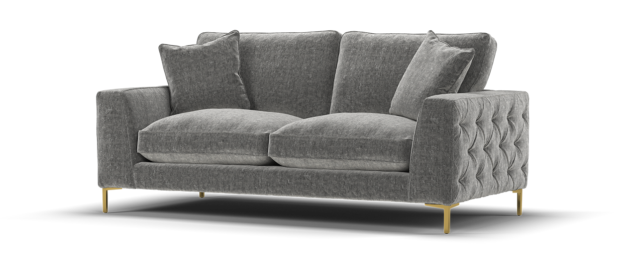 Sofology Rococo Fabric 3 Seater Full Back in Rococo Chunky Chenille Grey