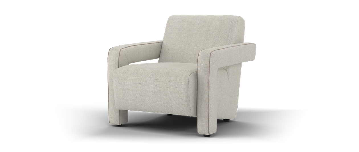 Sofology Russo Fabric Accent Chair in Lustre Weave Contrast Piping Pebble Mix