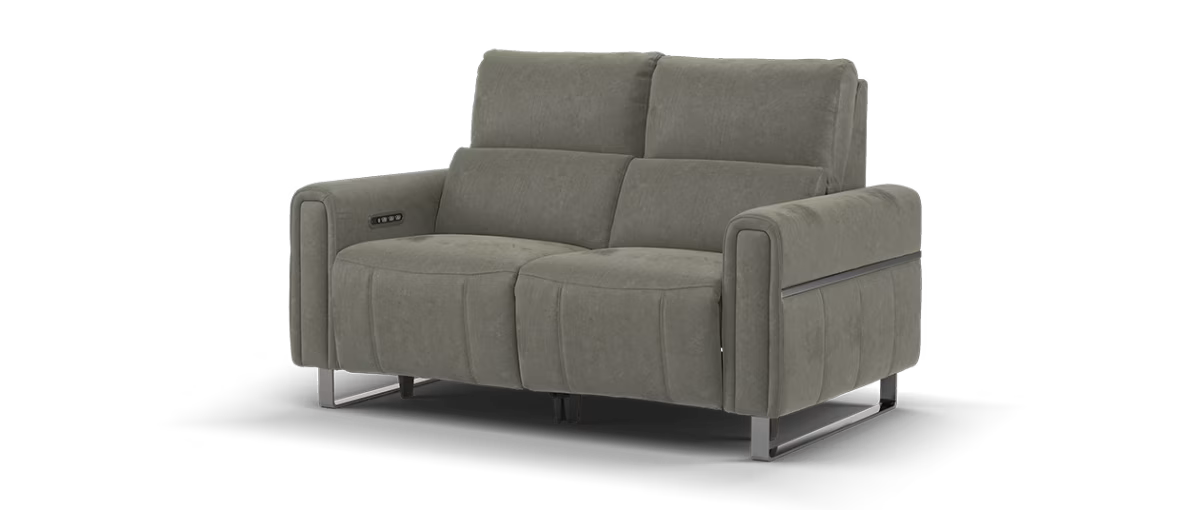 Sofology Ravello Fabric 2 Seater Power Recliner/Headrest Lumbar Support in Lifestyle Flecked Mocha