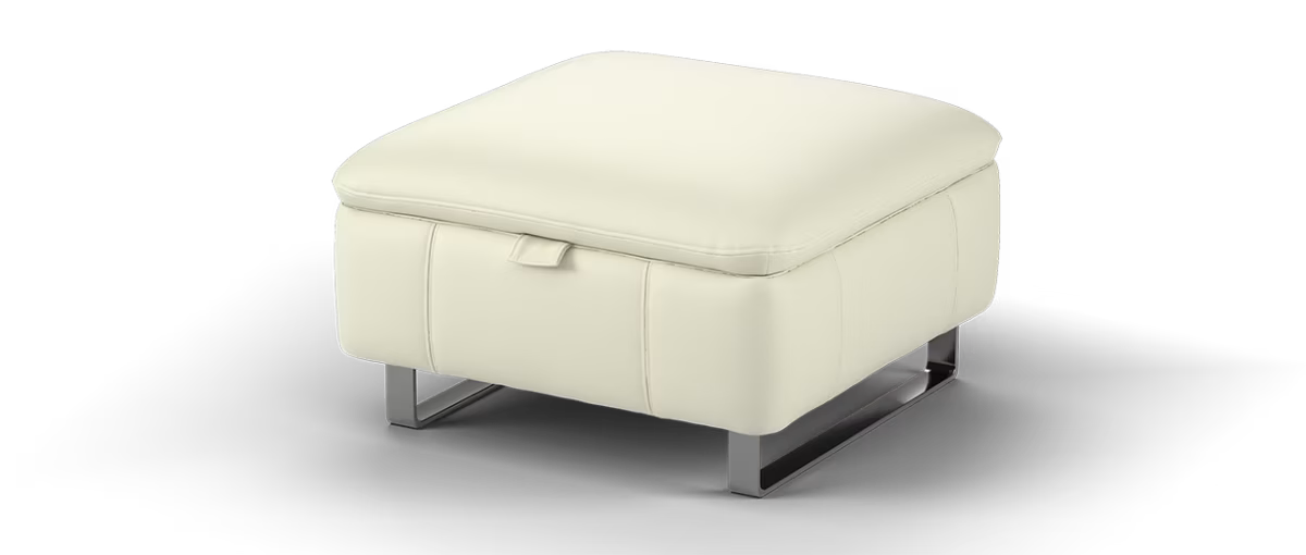 Sofology Ravello Leather Designer Storage Footstool in Trusty Embossed Bone China