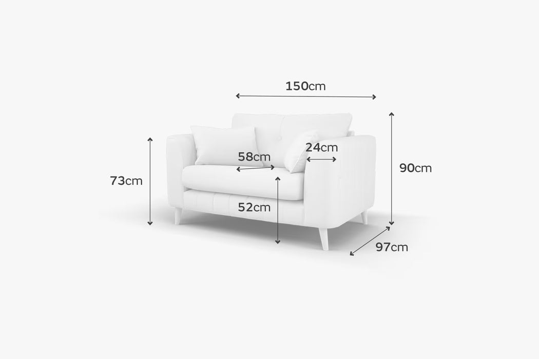 Sofology Remy Fabric Loveseat in Super Matt Velvet Natural Mix with Caramel Contrast Piping
