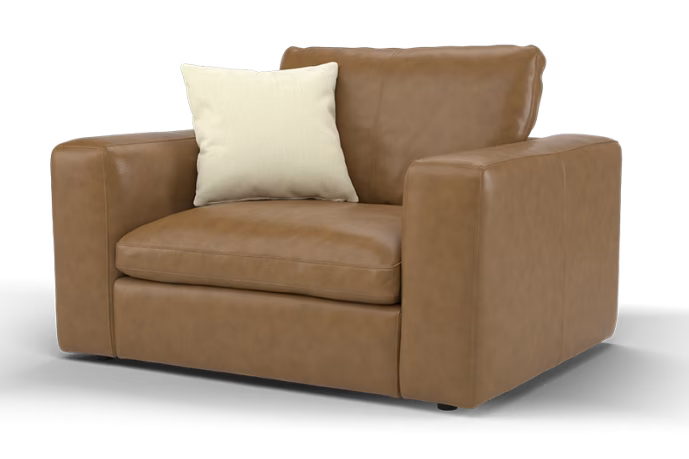 Sofology Retreat Leather Loveseat Chair in Tan Mix