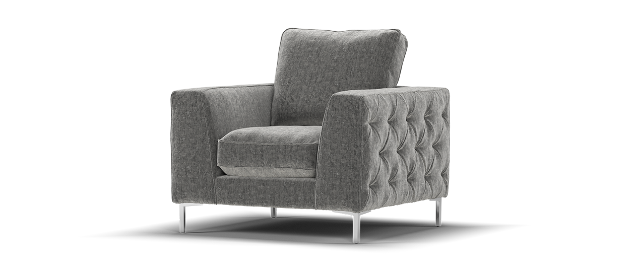 Sofology Rococo Fabric Chair Full Back Foam Seats in Verbier Grey