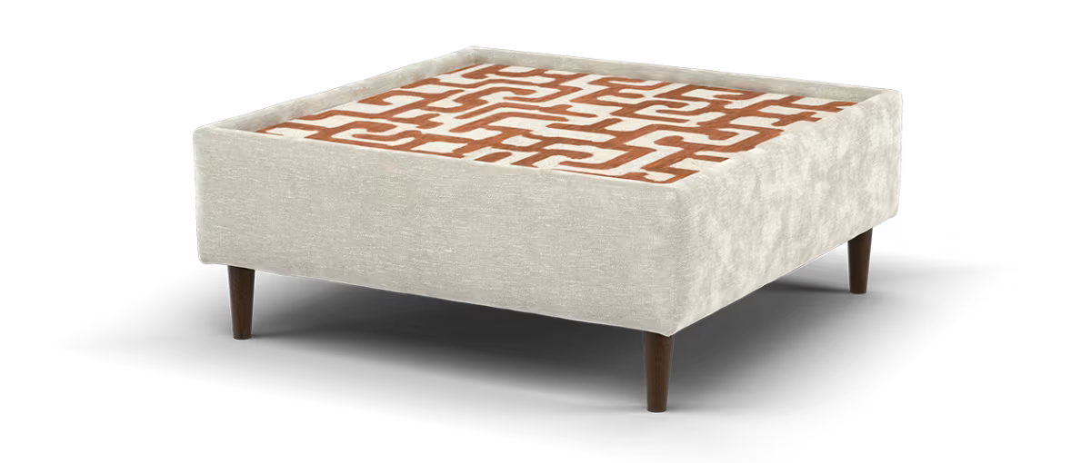 Sofology Roscoe Fabric Sqaure Glass Top Table in Linen Look Chenille S ...