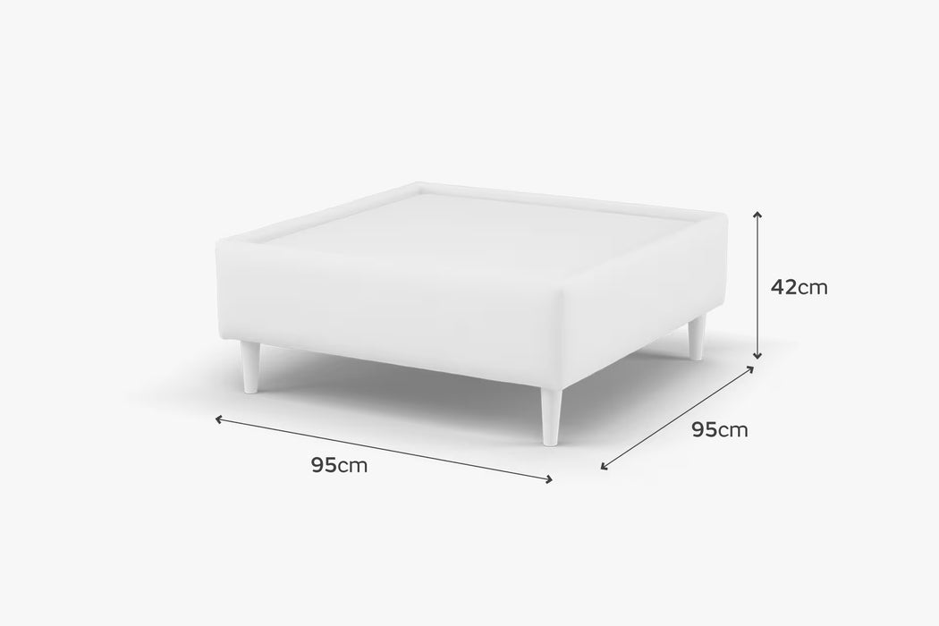 Sofology Roscoe Fabric Sqaure Glass Top Table in Linen Look Chenille Stone Mix
