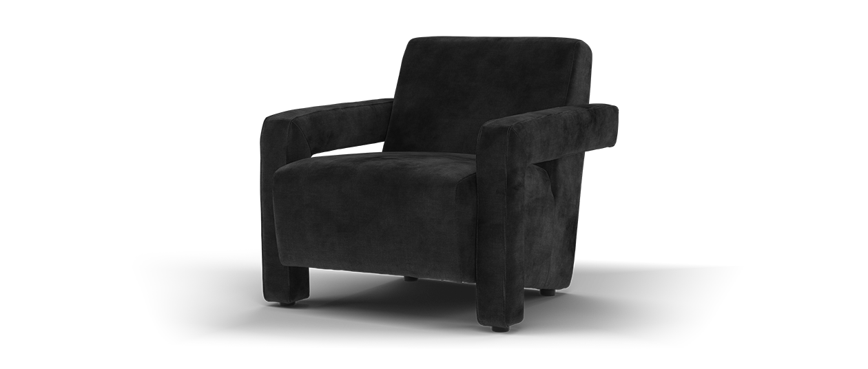 Sofology Russo Fabric Accent Chair in  Soft Chenille Ebony All Over