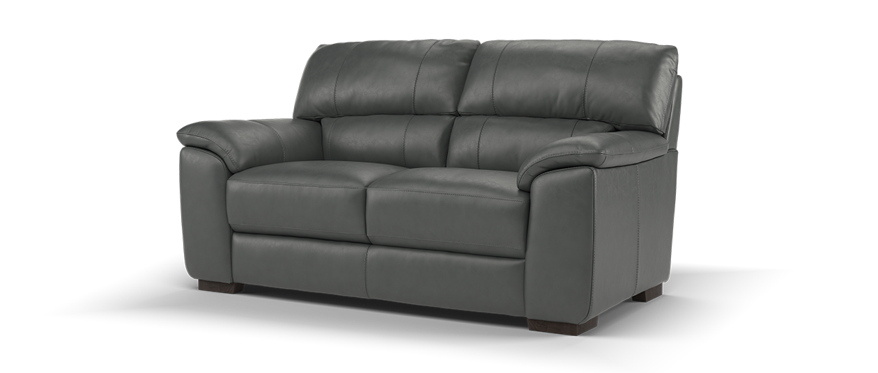 Sofology Santina Leather 2 Seater in Relaxed Soft Charcoal