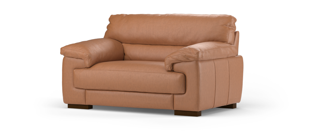 Sofology Santino Leather Loveseat in Apollo Tan