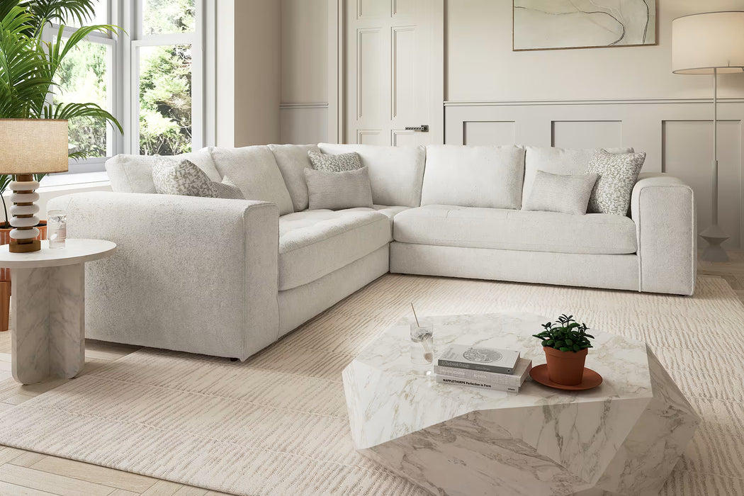 Sofology Ascot Fabric 3 Corner 3 Bench Seats in Soft Sherpa Stone Mix