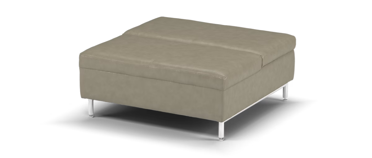 Sofology Illinois Leather Designer Footstool in Relaxed Soft Stone
