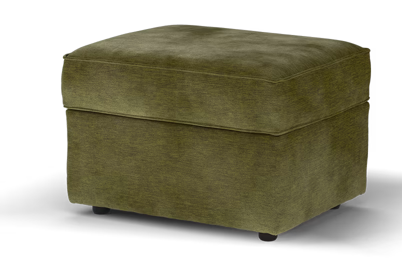 Sofology Georgio Fabric Storage Footstool Extra Flex Interior in Luxe Chenille Olive All Over