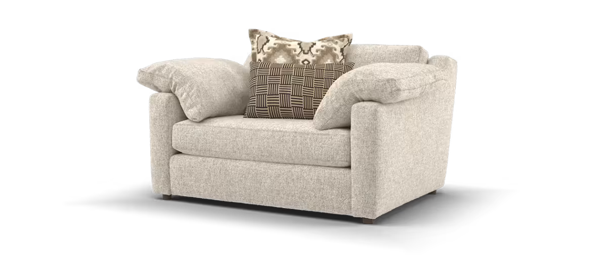 Sofology Samerson Fabric Loveseat in Micro Flecked Boucle Latte-Chocolate Mix