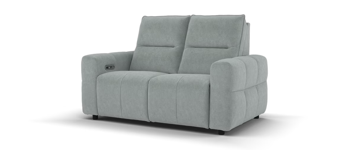 Sofology Sanctuary Fabric 2 Seater Power Recliner/Headrest in Soft Sherpa Seafoam