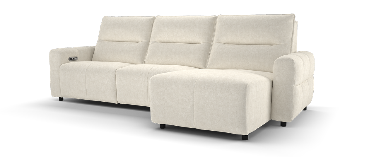 Sofology Sanctuary 4Seater Power Chaise in Soft-Sherpa Linen