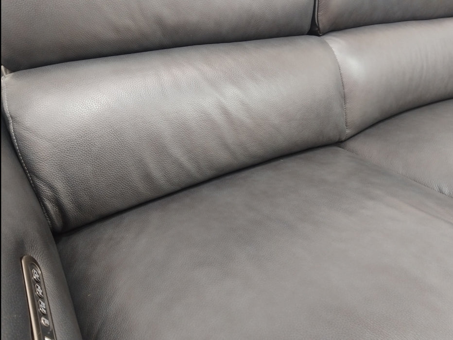 Sofology Viento Leather 3 Corner 3 Power Recliner/Headrest Lumbar in Trusty Embossed Navy