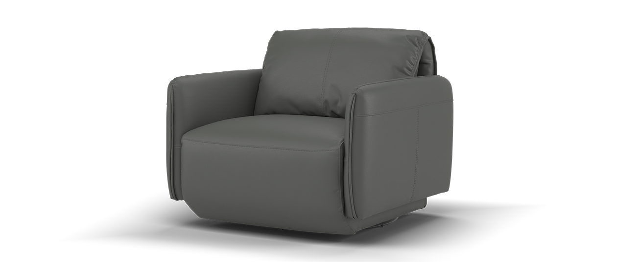 Sofology Tessuto Leather Accent Swivel Chair in Trusty-Matt Charcoal