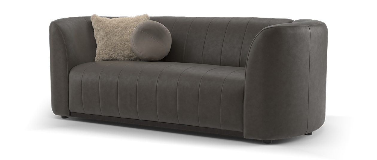 Sofology Fitzrovia Leather 2 Seater Dark Wood Trim in Relaxed Natural Grain Espresso Mix