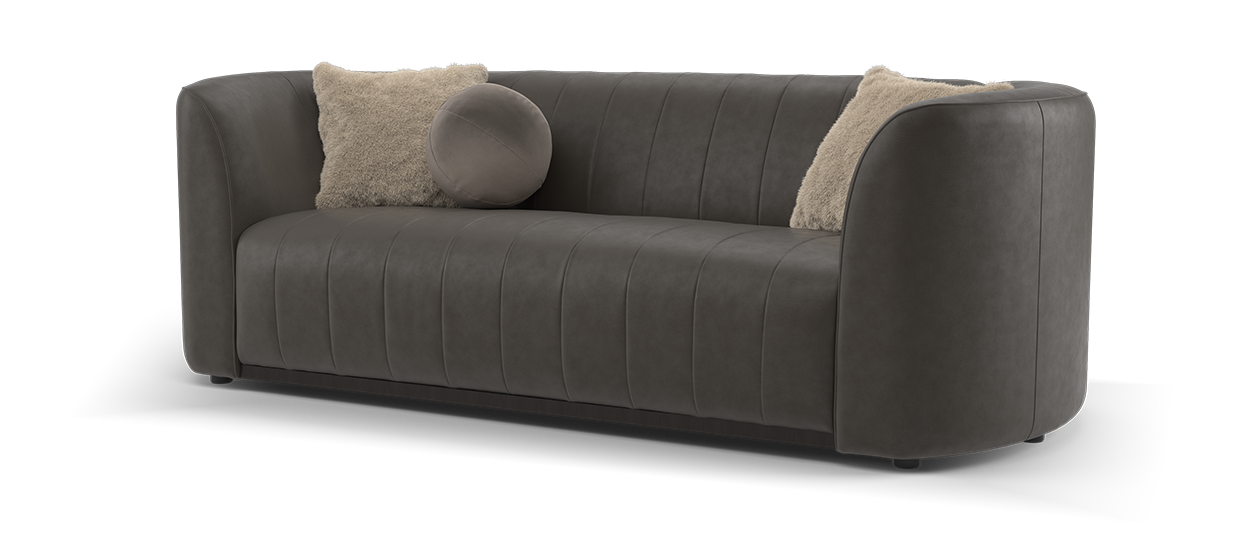 Sofology Fitzrovia Leather 3 Seater Dark Wood Trim in Relaxed Natural Grain Espresso Mix
