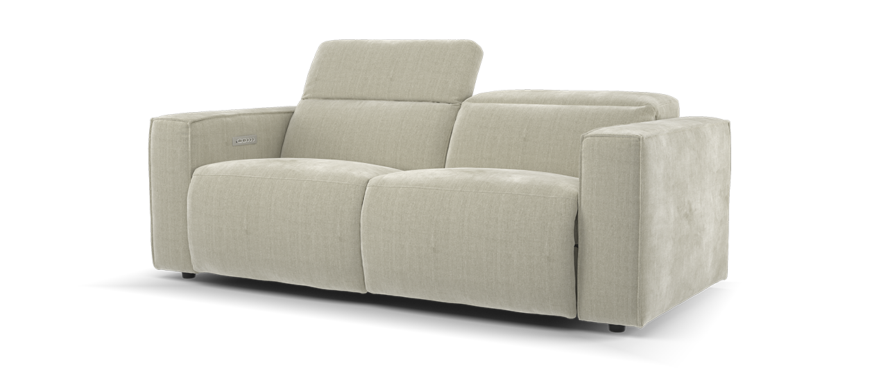 Sofology The Horizon Fabric 2.5 Seater Power Recliner/Headrest in Textured Chenille Mocha