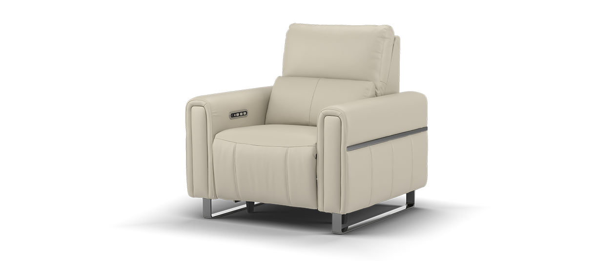 Sofology The Ravello Leather Recliner Chair in  Embossed Leather Stone