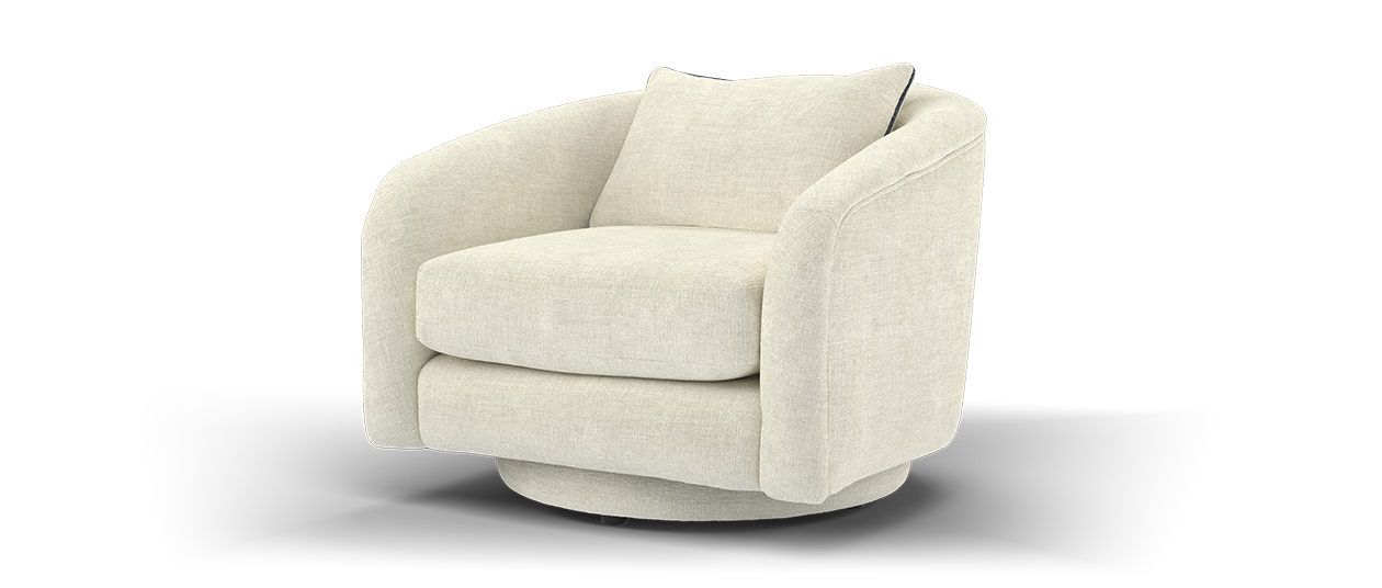 Sofology Westwood Fabric Swivel Chair in Soft Boucle Ivory Mix