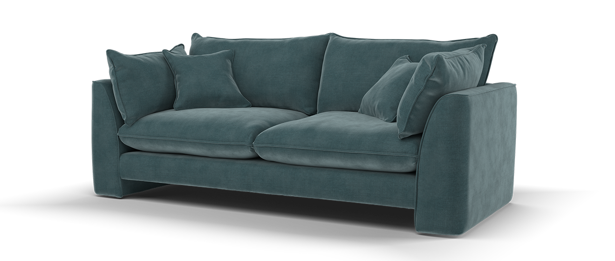 Sofology Ziggy Fabric 3 Seater in Soft Textured Chenille Teal