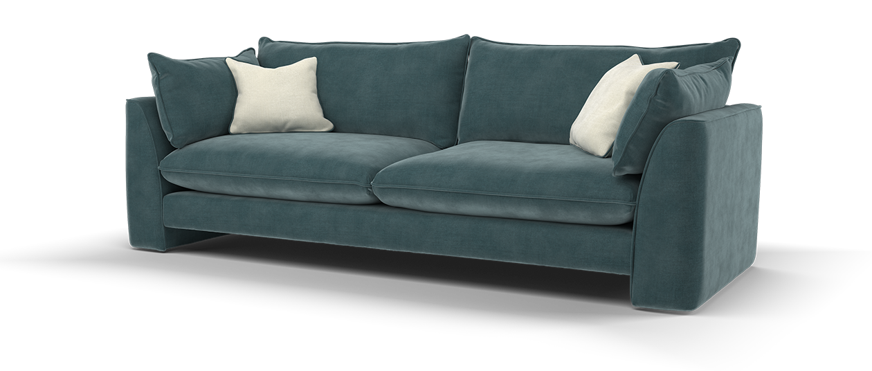 Sofology Ziggy Fabric 4 Seater in Soft Textured Chenille Teal Mix