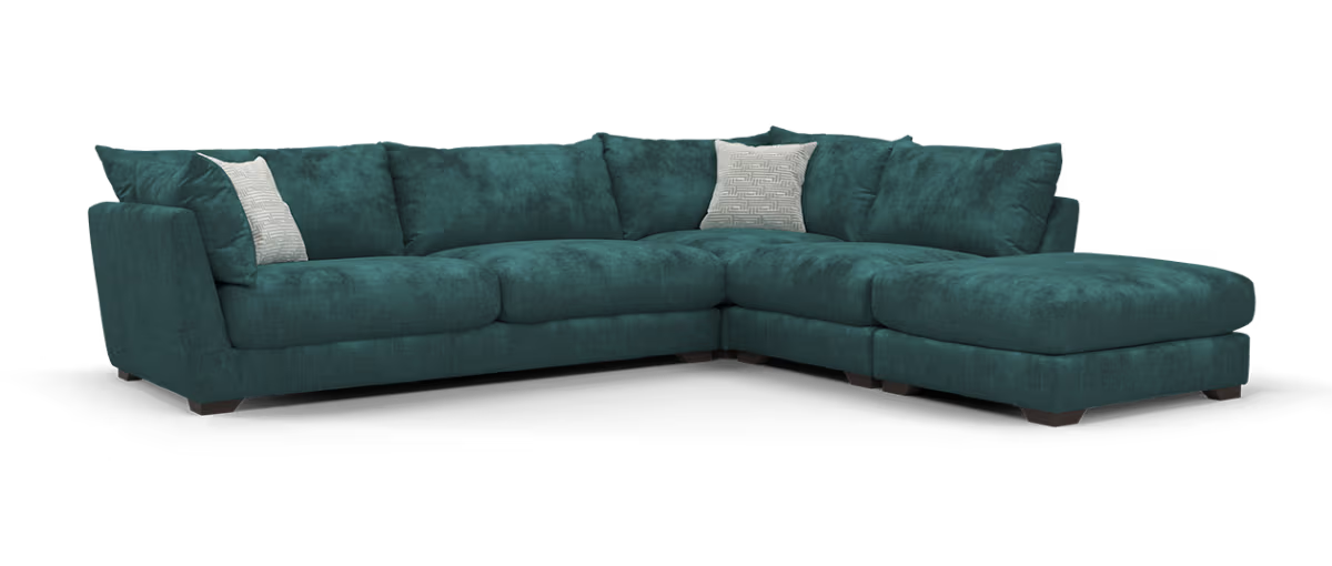 Sofology Tallulah Fabric 3 Corner 1 Terminal in Soft Chenille Teal Mix