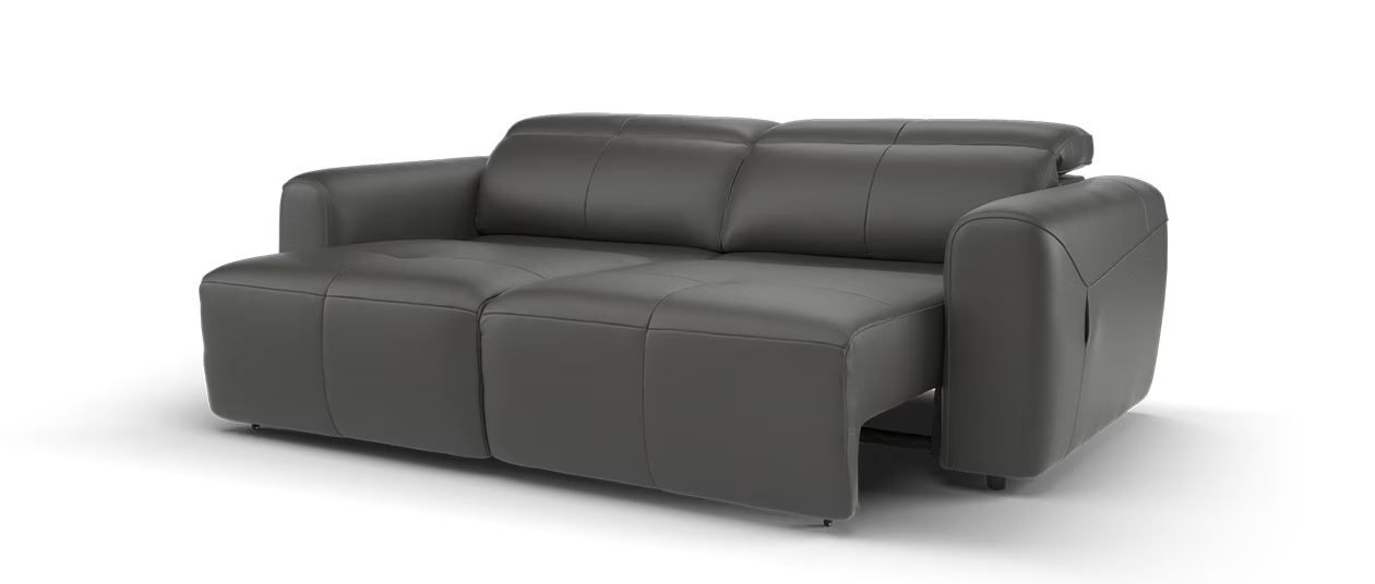 Sofology The Riviera Leather Motion Chaise 3 Seater in Charcoal