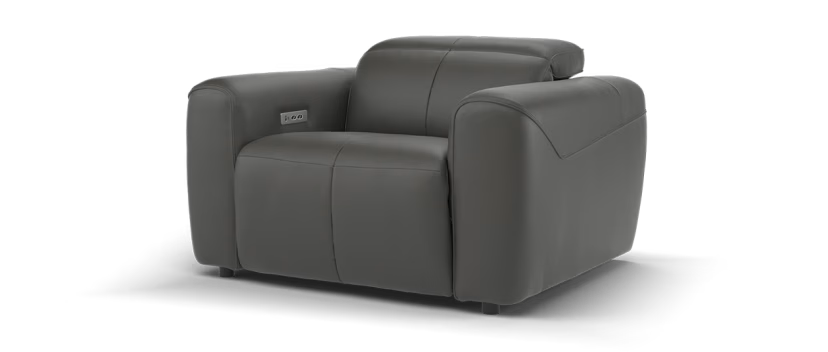 Sofology The Riviera Leather Recliner Loveseat in Charcoal