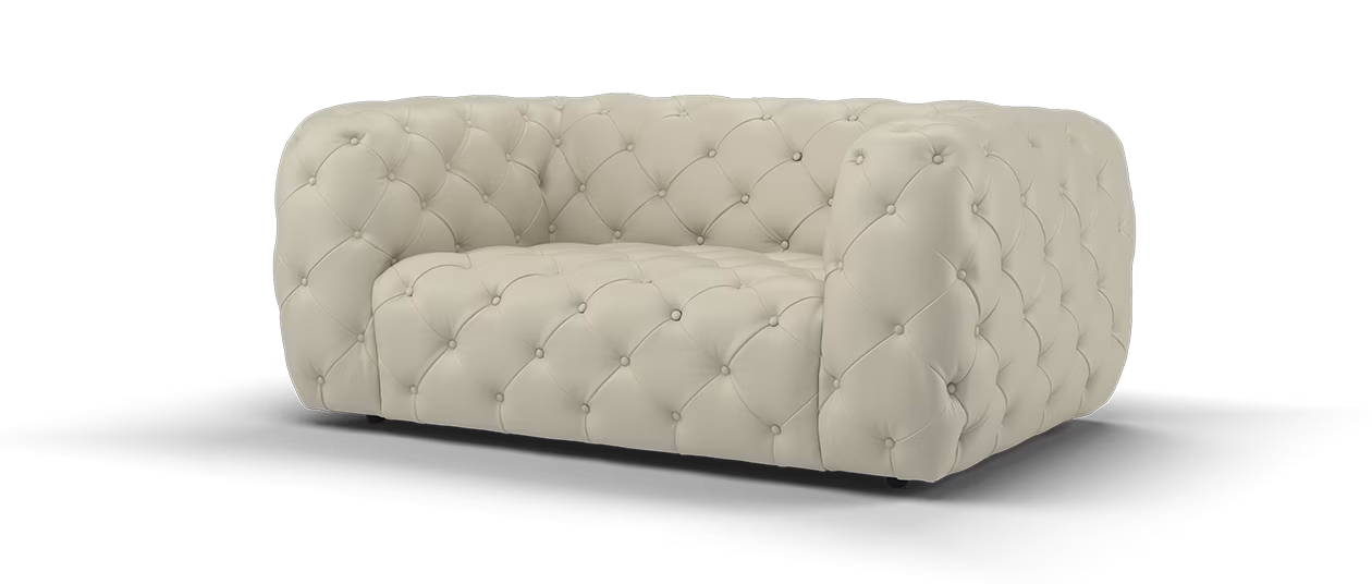 Sofology The Venezia Leather Loveseat Chair in Stone