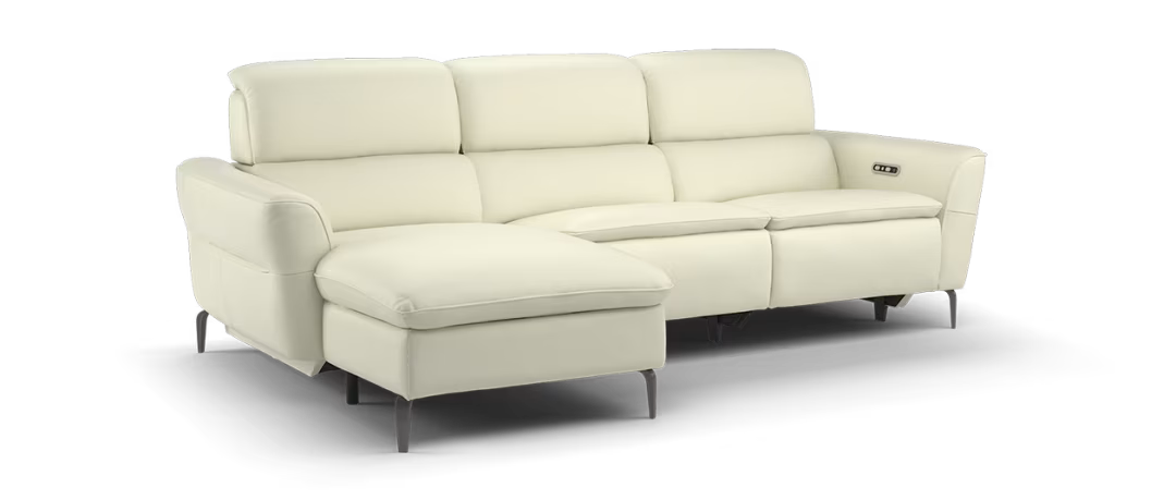 Sofology The Viento Leather Recliner Chaise 3 in Bone China