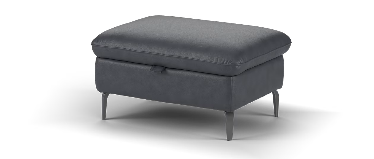 Sofology The Viento Leather Designer Storage Footstool in Navy