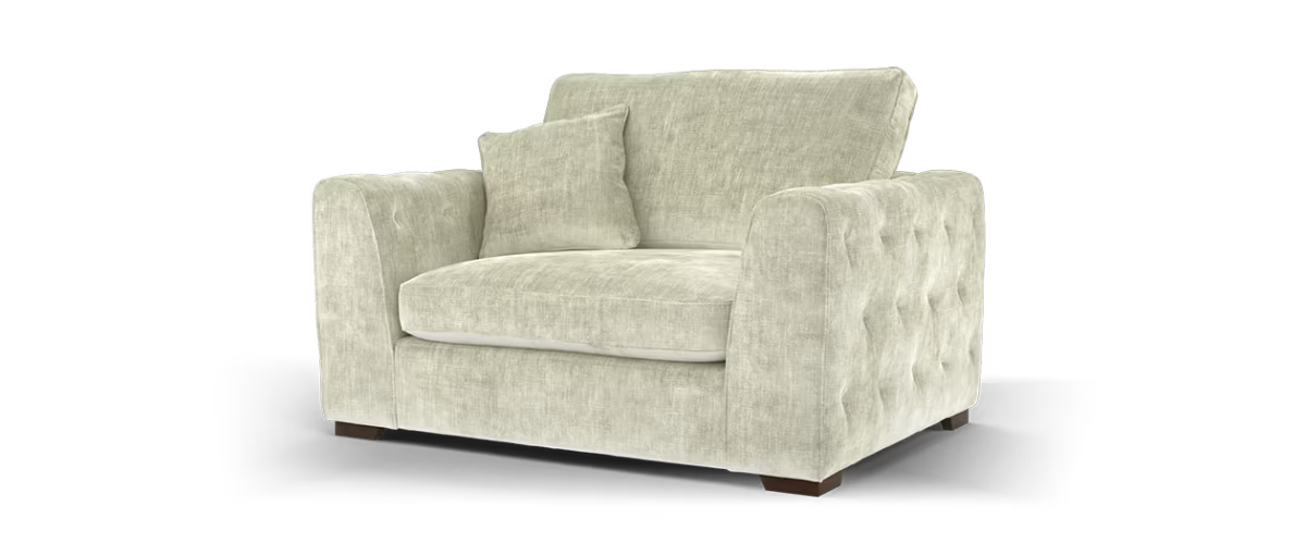 Sofology Valentina Fabric Loveseat Full Back Foam Seat in Luxury Chenille Linen