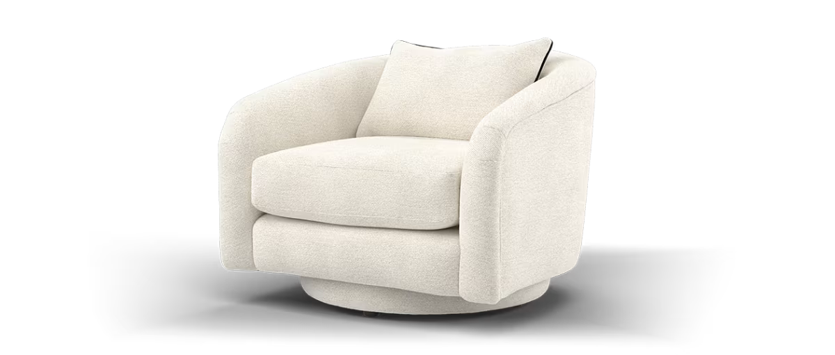 Sofology Westwood Fabric Swivel Chair in Soft Boucle Ecru Mix