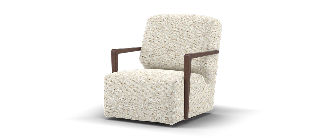 Sofology Wildwood Fabric Accent Swivel Chair in Chunky Flecked Boucle Pastel