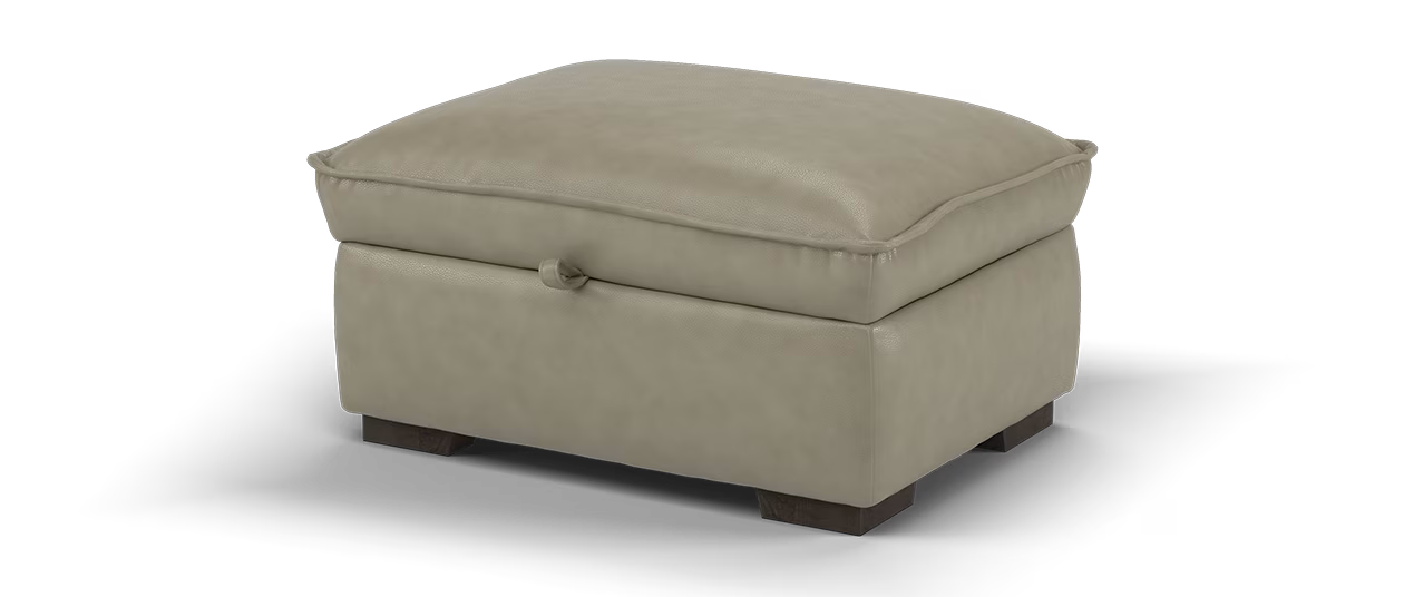 Sofology Embrace Leather Large Storage Footstool in Stone