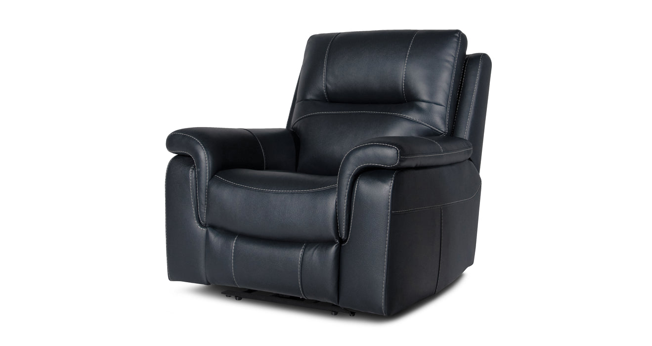 DFS Evander Leather Power Reclining Chair in Navy