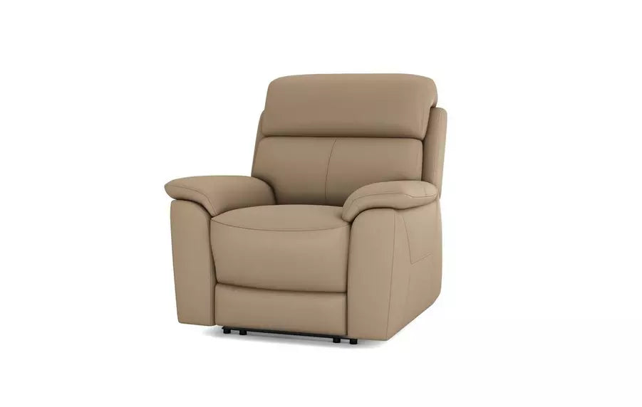 DFS Nevara Leather Recliner in Pine Bark