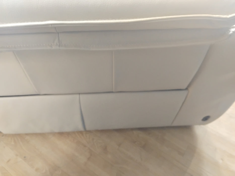 Sofology Premiere Leather 2.5 Seater Power Recliner/Headrest in Trusty Embossed Bone China