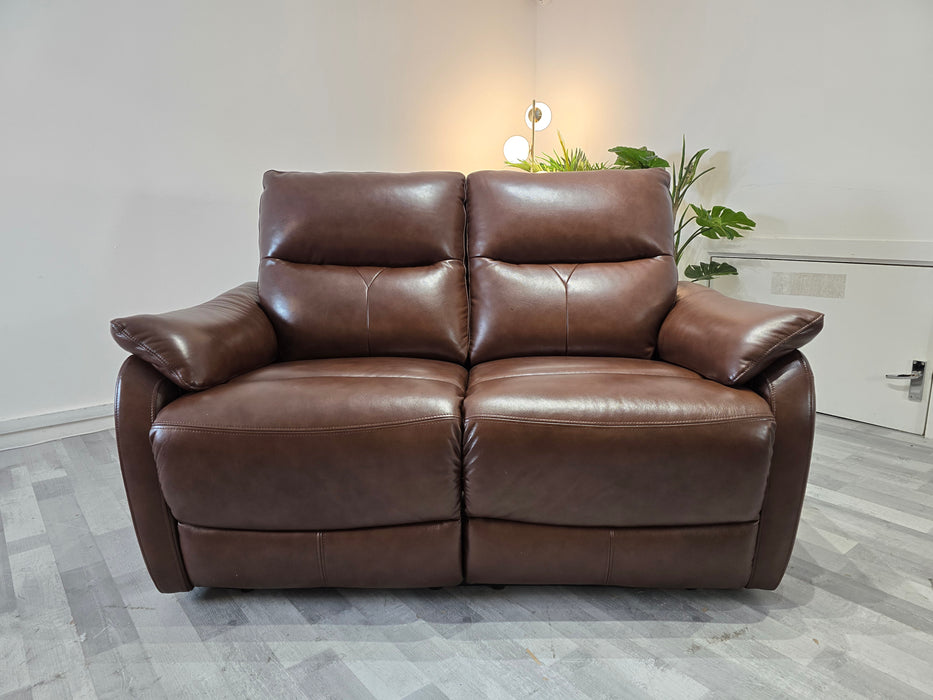 Albion 2 Seater - Leather Sofa - Chocolate - Manual Recliner