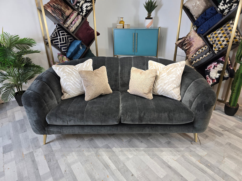 Opulent 3 Seater - Fabric Sofa - Manolo Slate Luxe Mix