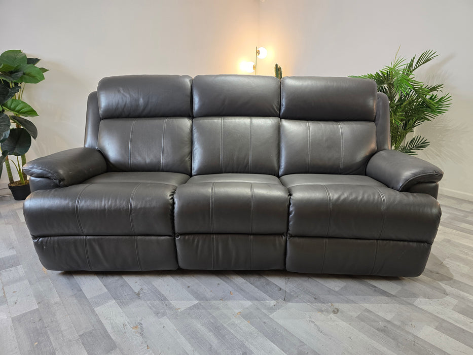 Gracy 3 Seater - Leather Power Reclining Sofa - Charcoal