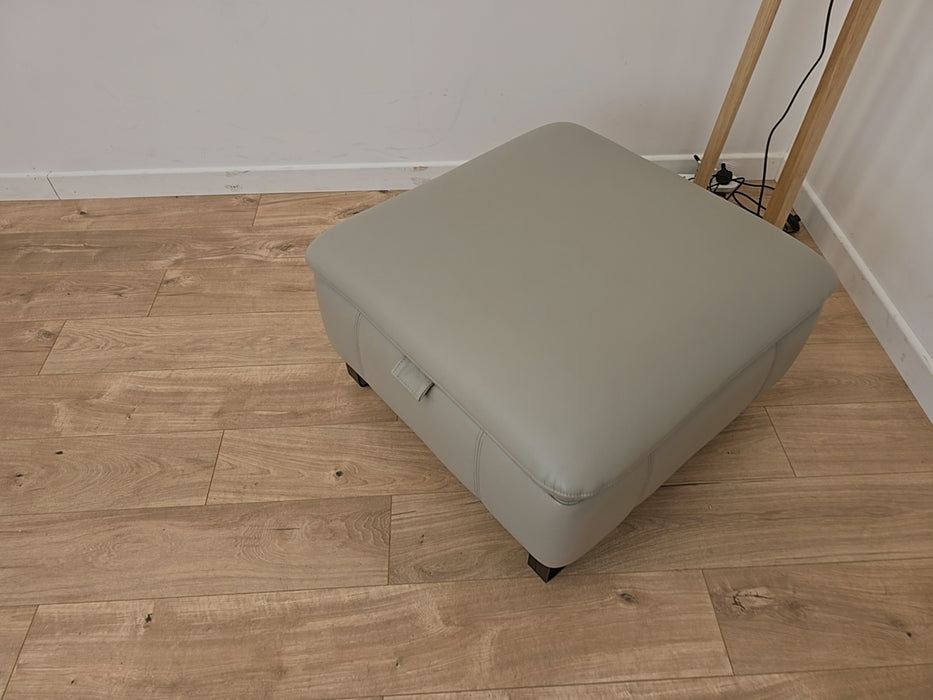 Buxton - Leather Storage Footstool  - Lead Grey