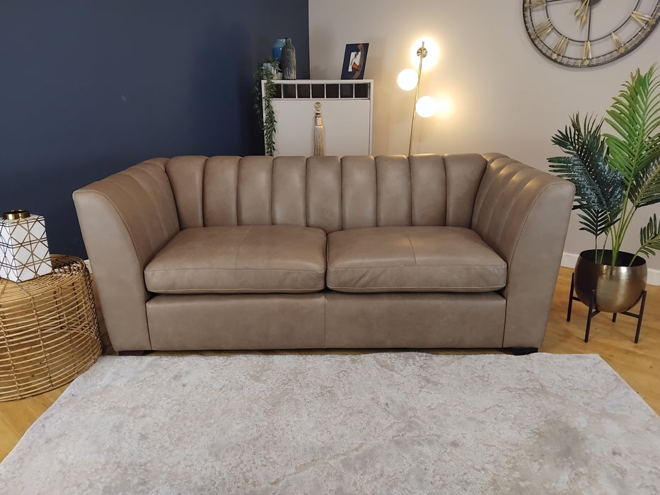 Sofology Downtown Leather 3 Seater in Relaxed Natural Grain Taupe Mix (WA2)