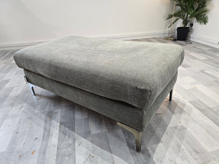 Demure Footstool - Fabric - Soft Pewter All Over