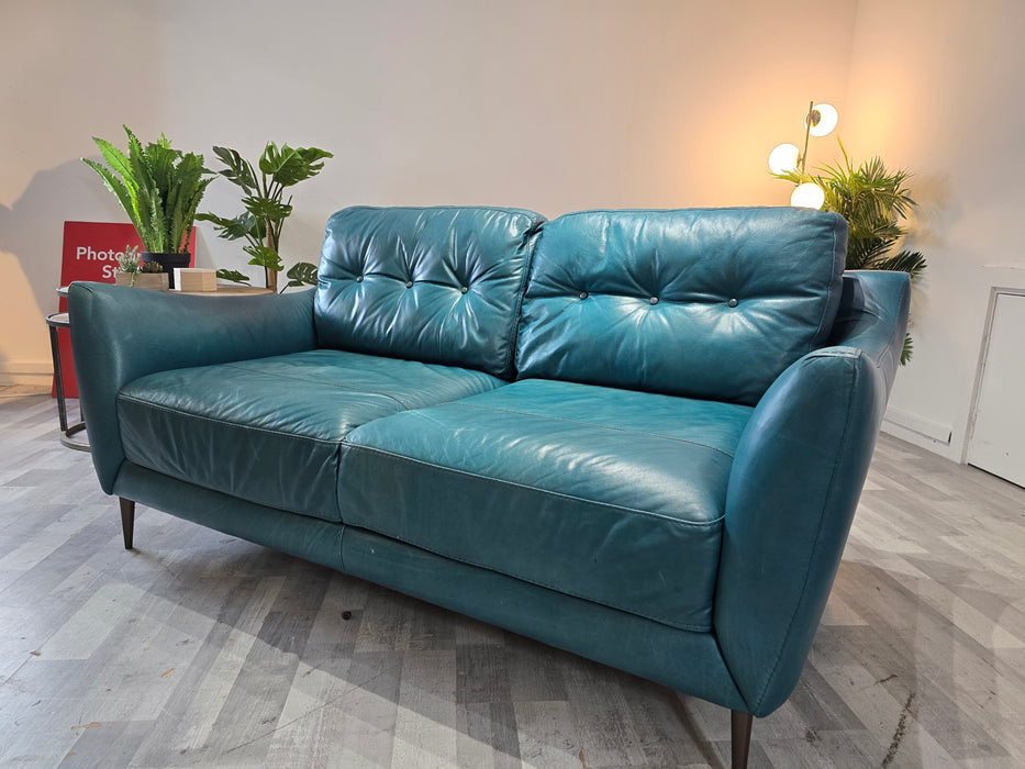 Cordelia 2 Seater - Leather Sofa - Indiana Teal