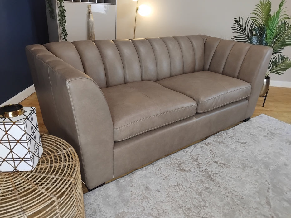 Sofology Downtown Leather 3 Seater in Relaxed Natural Grain Taupe Mix (WA2)