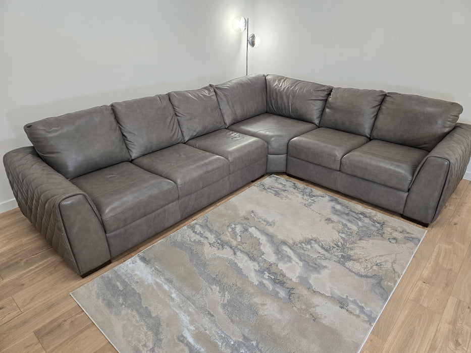 Mazzini 3 Corner 2 - Leather Sofa - Dakota Grey